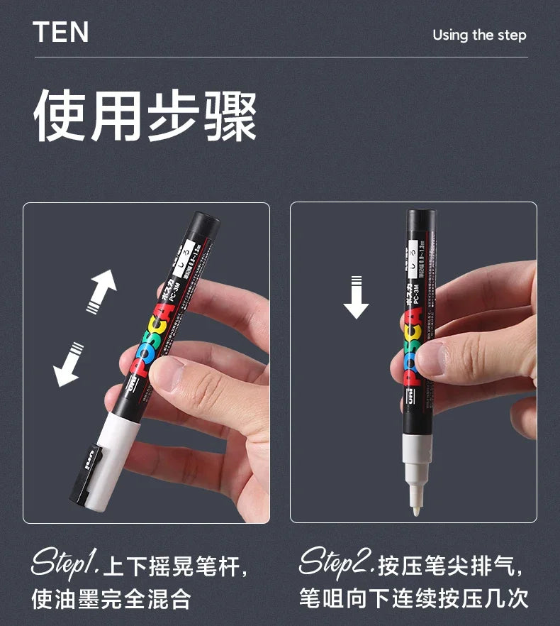 UNI POSCA Markers Set PC-1M/3M/5M Permanent Acrylic Paint Pen Quick Dry Graffiti Painting Art Supplies Japanese Stationery