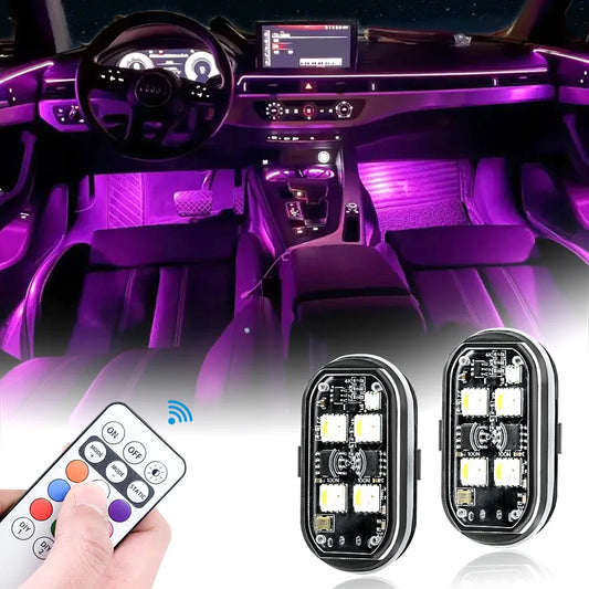 2/4/6x 8colors Car Interior Decorative Light, Car Interior Ambient Light with Remote Control, Long Standby Car Decorative Light,