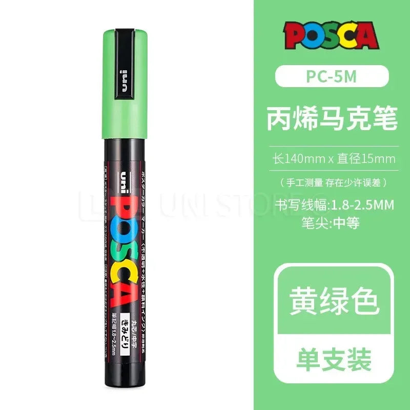 Uni Posca Full Marker PC-1M 3M 5M Multi-Colours Acrylic Permanente Rotulador Poster Graffiti Painting Pen For Fabric Rock Metal