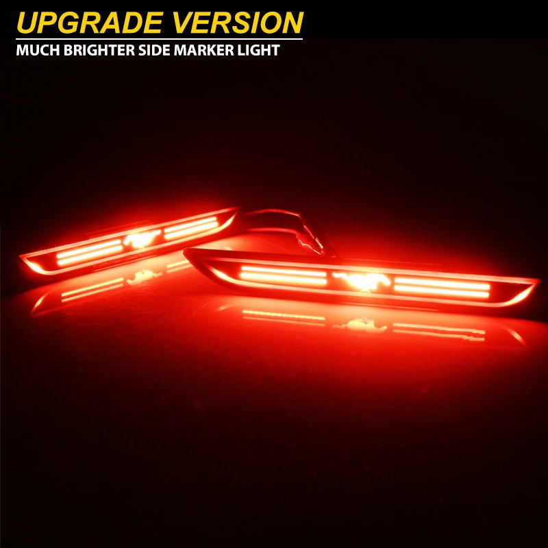2pcs Car LED Rear Side Marker Light Reflectors For Ford Mustang 2015-2023, Red Rear Fender Bumper side Marker Lamps Assembly