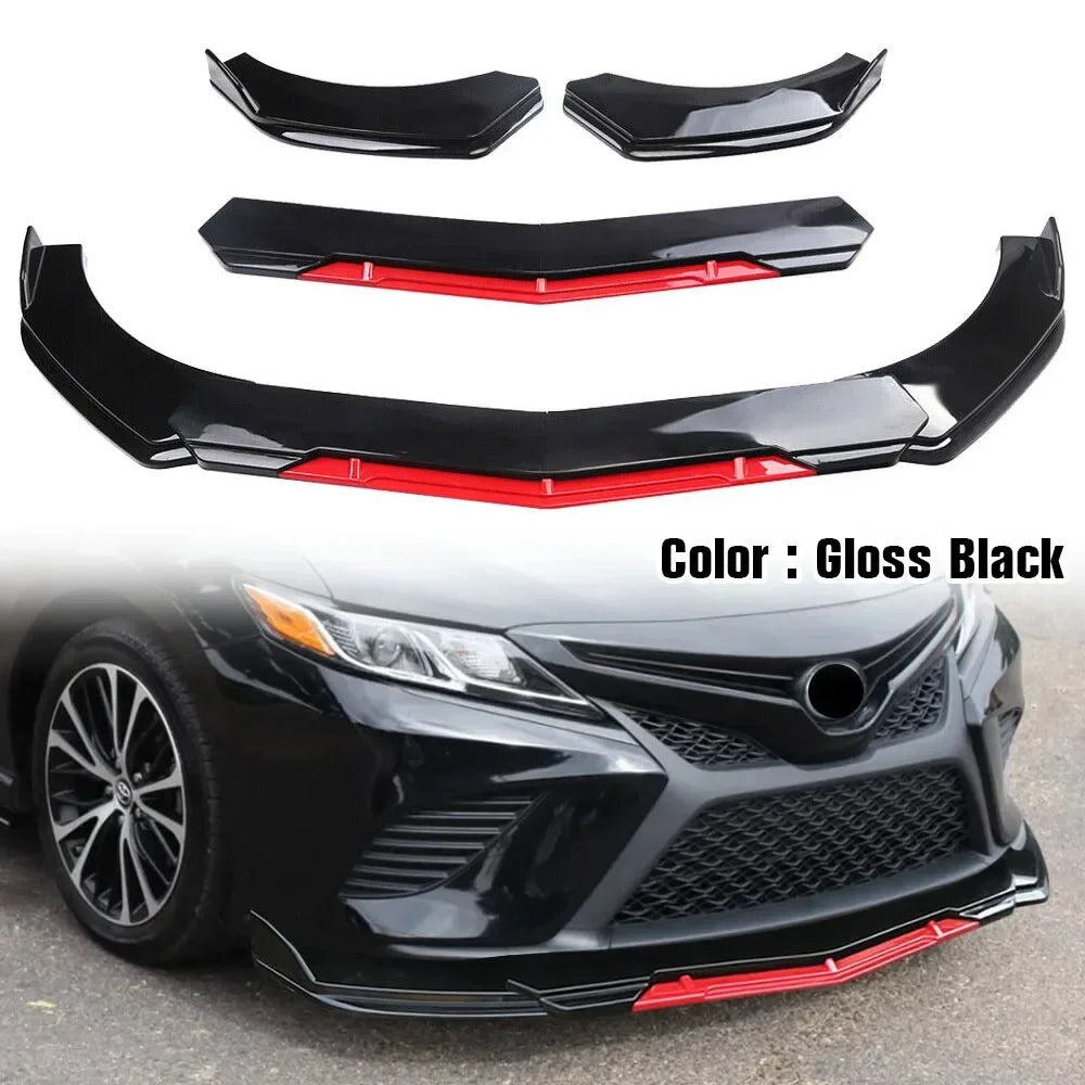 5PCS Universal Car Front Bumper Lip Body Kit Spoiler Canard Splitter Diffuser Carbon Fiber Front Bumper Cover Lip Front Spoiler
