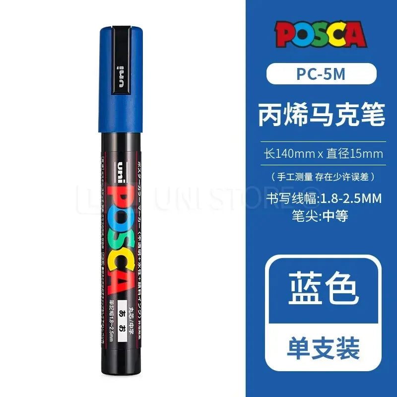 Uni Posca Full Marker PC-1M 3M 5M Multi-Colours Acrylic Permanente Rotulador Poster Graffiti Painting Pen For Fabric Rock Metal