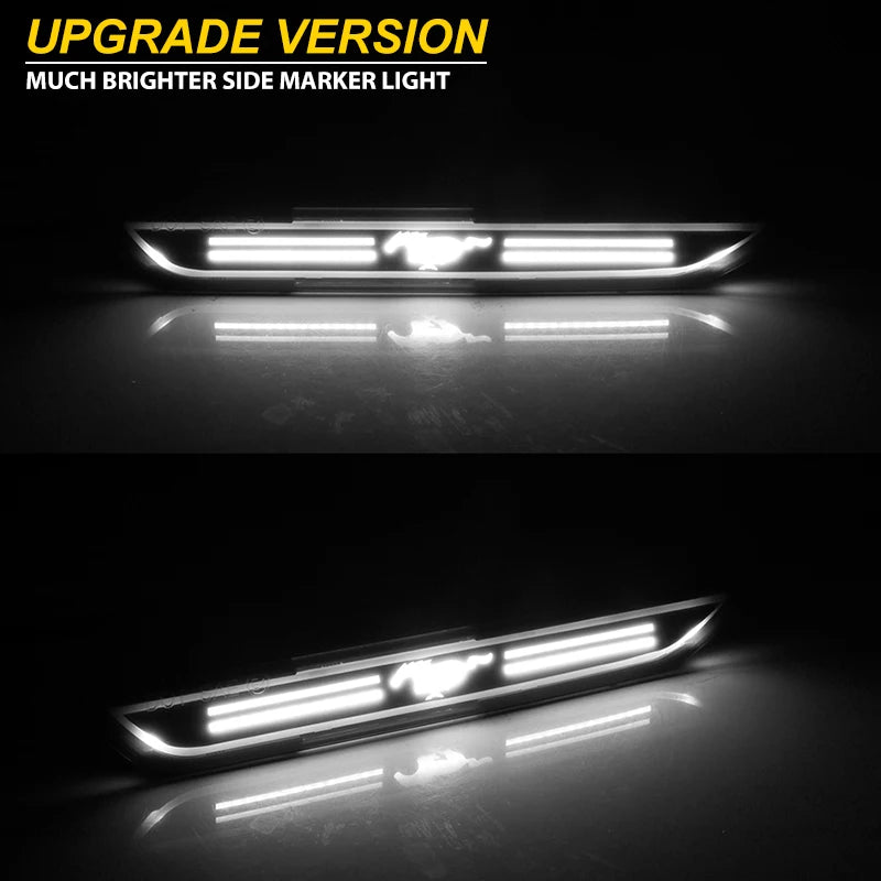 2pcs Car LED Rear Side Marker Light Reflectors For Ford Mustang 2015-2023, Red Rear Fender Bumper side Marker Lamps Assembly