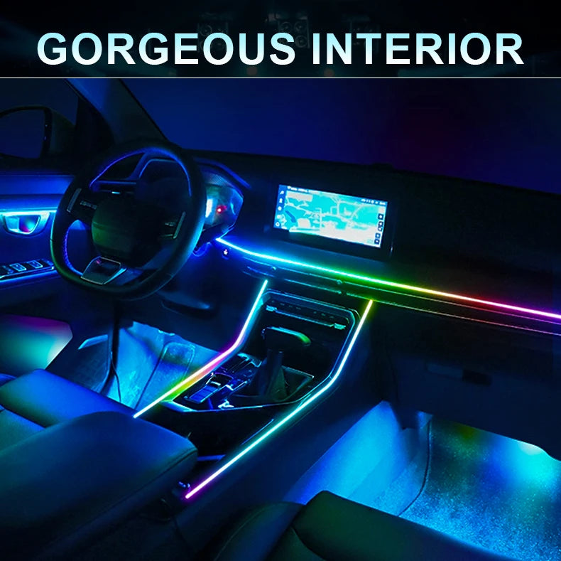 14/18 in 1 Led Acrylic Car Ambient Light RGB 64 213 Color Symphony Acrylic APP Streamer Atmosphere Lamp Kit One Zone Dual Zone