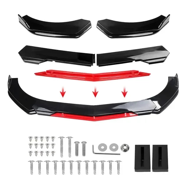 5PCS Universal Car Front Bumper Lip Body Kit Spoiler Canard Splitter Diffuser Carbon Fiber Front Bumper Cover Lip Front Spoiler