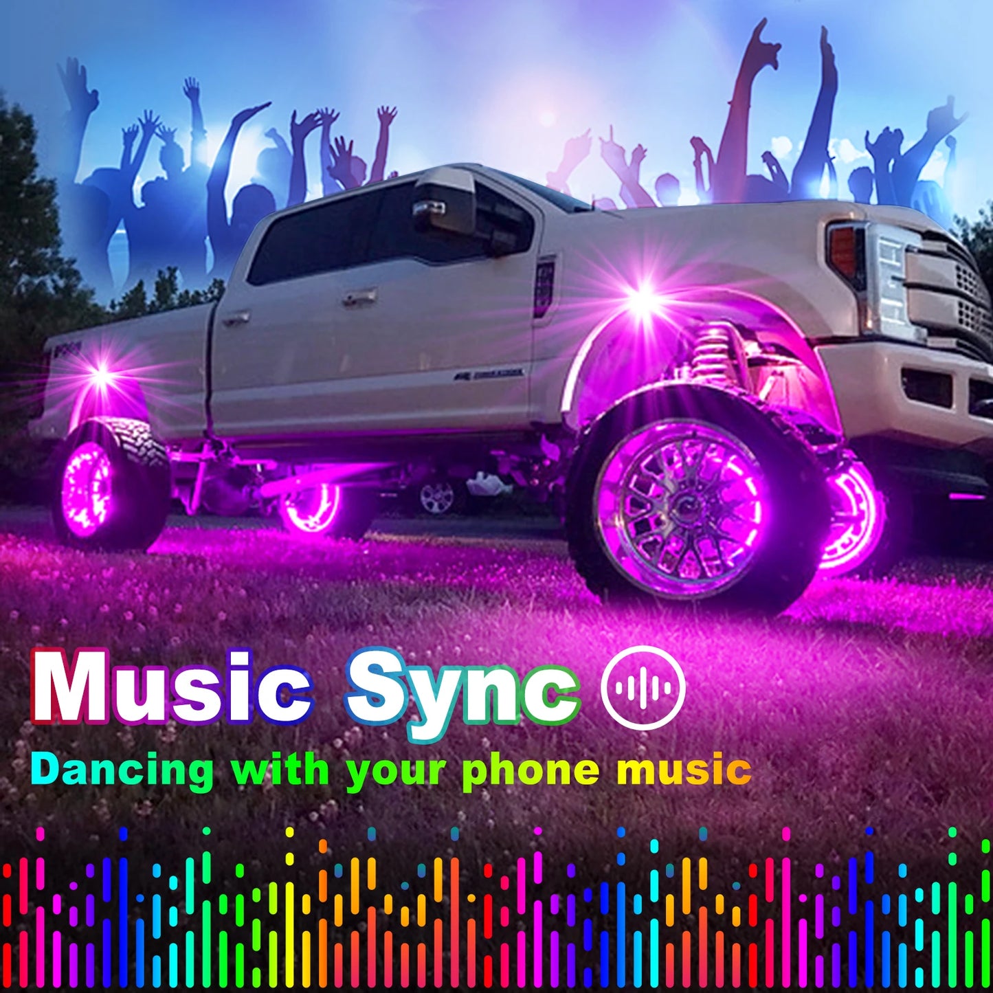 YiLaie 4/6/8/10/12 pods RGB LED Rock Light APP Control Music Neon Car Underglow Chassis Light for Offroad Truck SUV Rock Lights