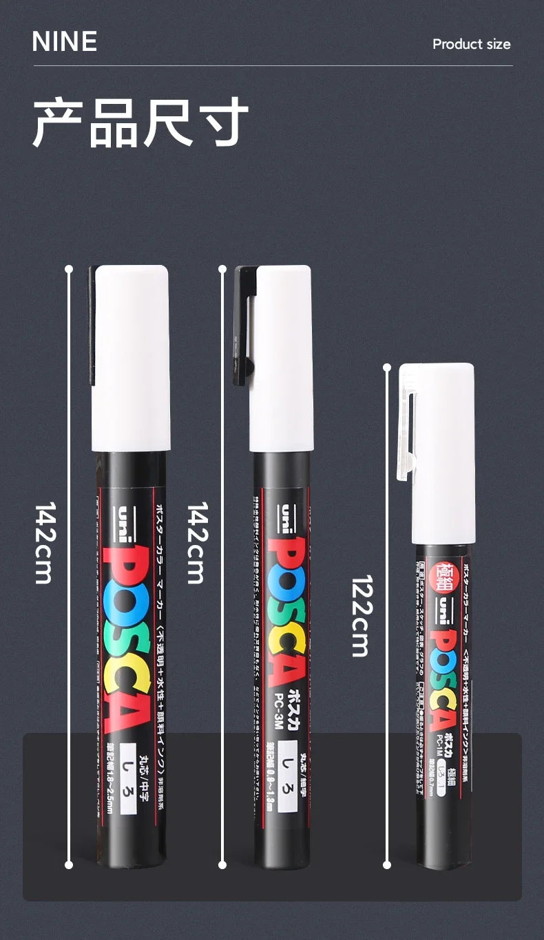 UNI POSCA Markers Set PC-1M/3M/5M Permanent Acrylic Paint Pen Quick Dry Graffiti Painting Art Supplies Japanese Stationery