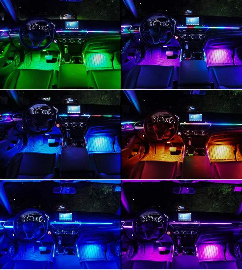 14/18 in 1 Led Acrylic Car Ambient Light RGB 64 213 Color Symphony Acrylic APP Streamer Atmosphere Lamp Kit One Zone Dual Zone