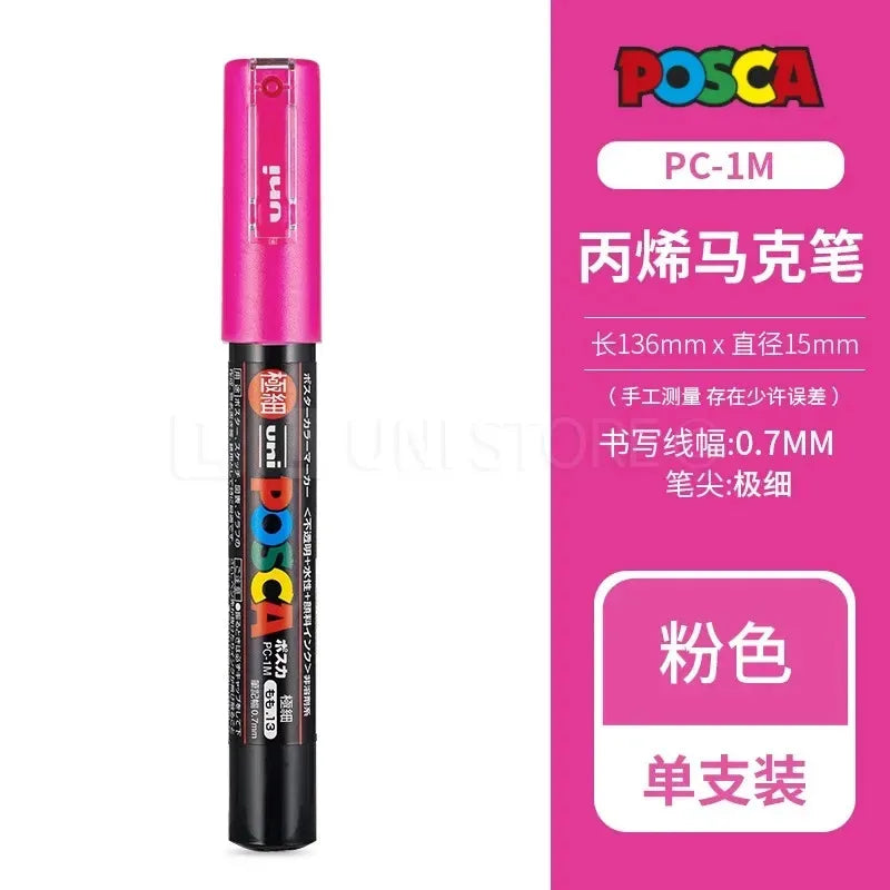 Uni Posca Full Marker PC-1M 3M 5M Multi-Colours Acrylic Permanente Rotulador Poster Graffiti Painting Pen For Fabric Rock Metal