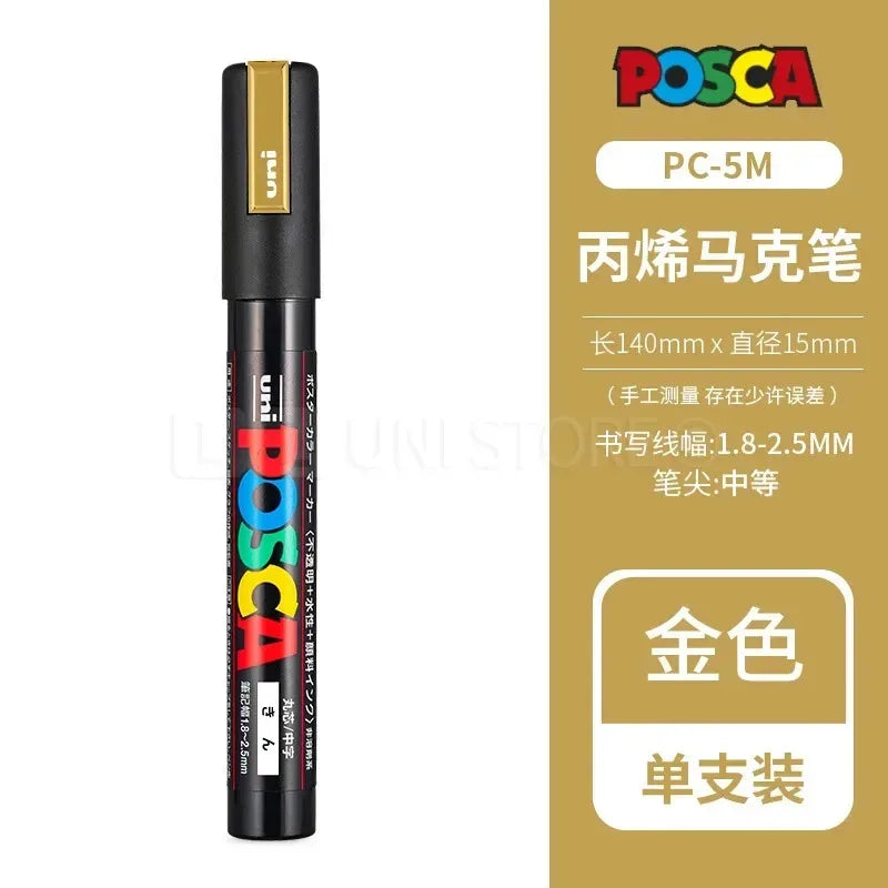 Uni Posca Full Marker PC-1M 3M 5M Multi-Colours Acrylic Permanente Rotulador Poster Graffiti Painting Pen For Fabric Rock Metal