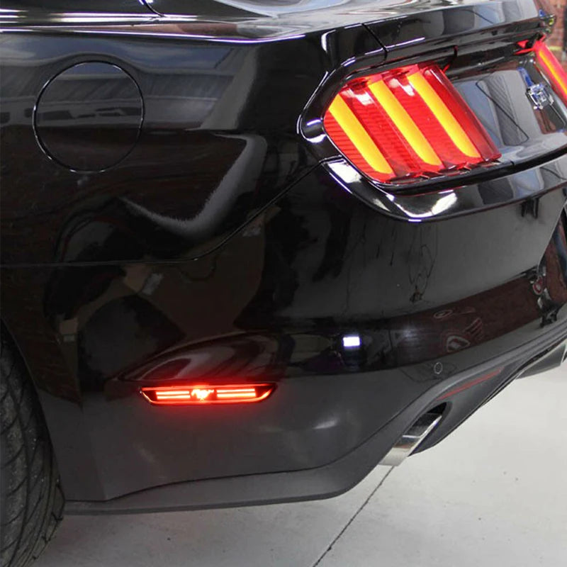 2pcs Car LED Rear Side Marker Light Reflectors For Ford Mustang 2015-2023, Red Rear Fender Bumper side Marker Lamps Assembly
