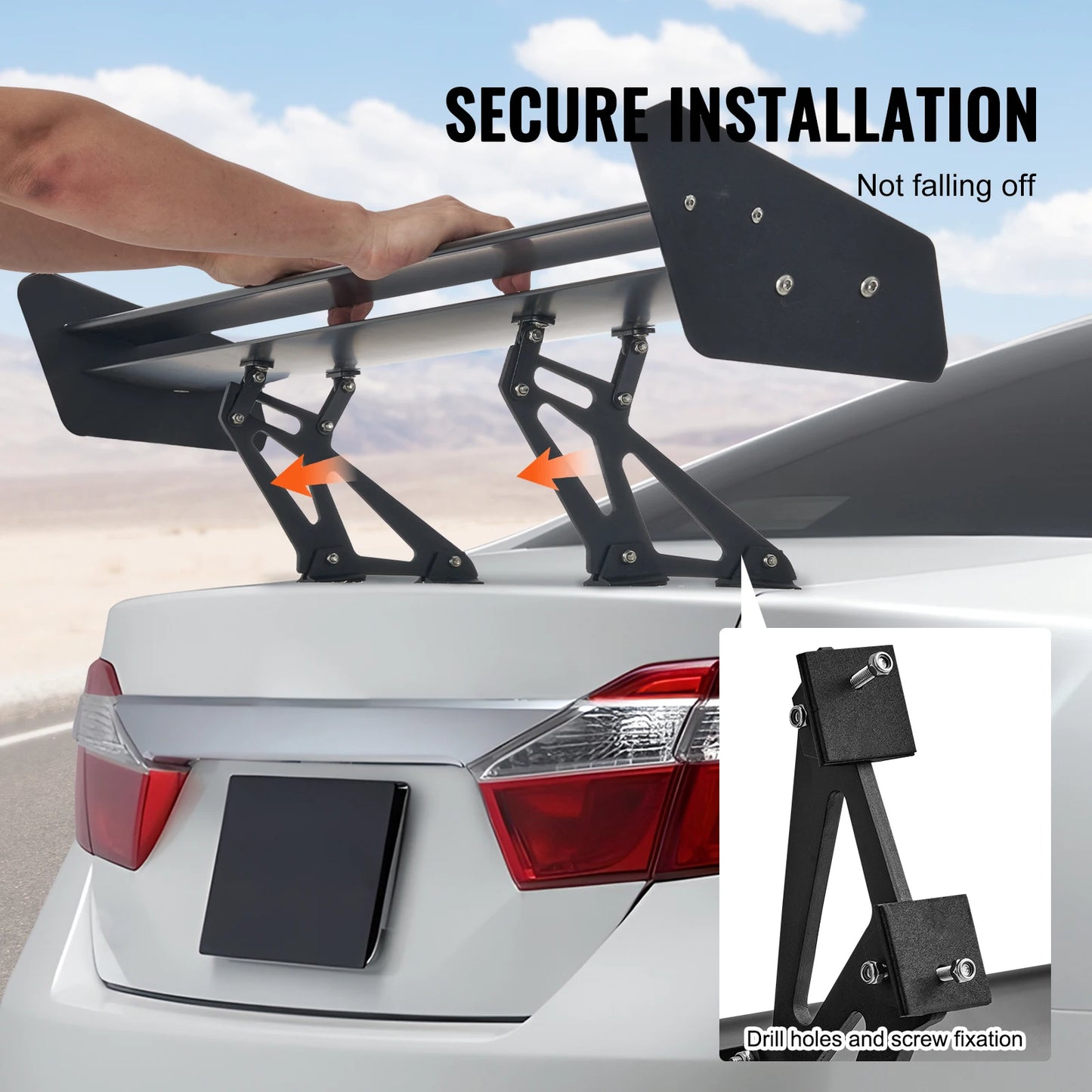 VEVOR GT Wing Car Spoiler 53.1 inch Universal Spoiler with Double Deck Car Rear Spoiler Wing, Racing Spoiler BGW/JDM Drift Black