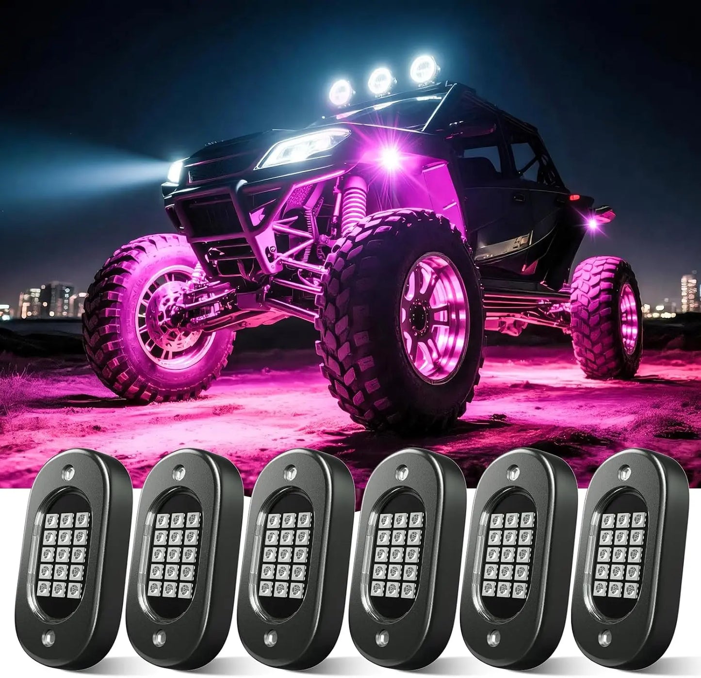 YiLaie 4/6/8/10/12 pods RGB LED Rock Light APP Control Music Neon Car Underglow Chassis Light for Offroad Truck SUV Rock Lights