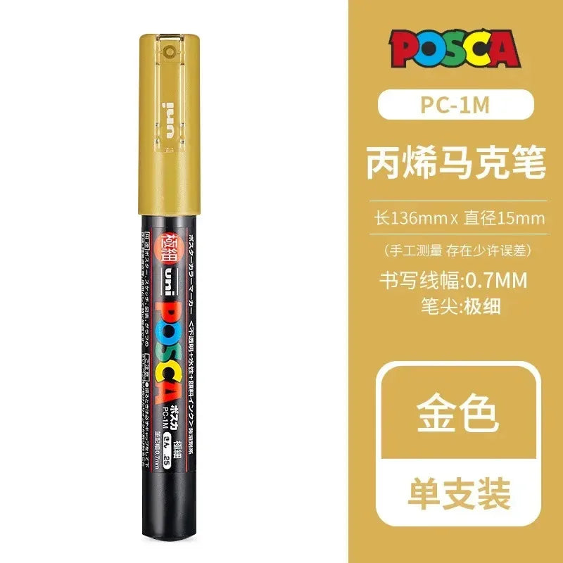 Uni Posca Full Marker PC-1M 3M 5M Multi-Colours Acrylic Permanente Rotulador Poster Graffiti Painting Pen For Fabric Rock Metal