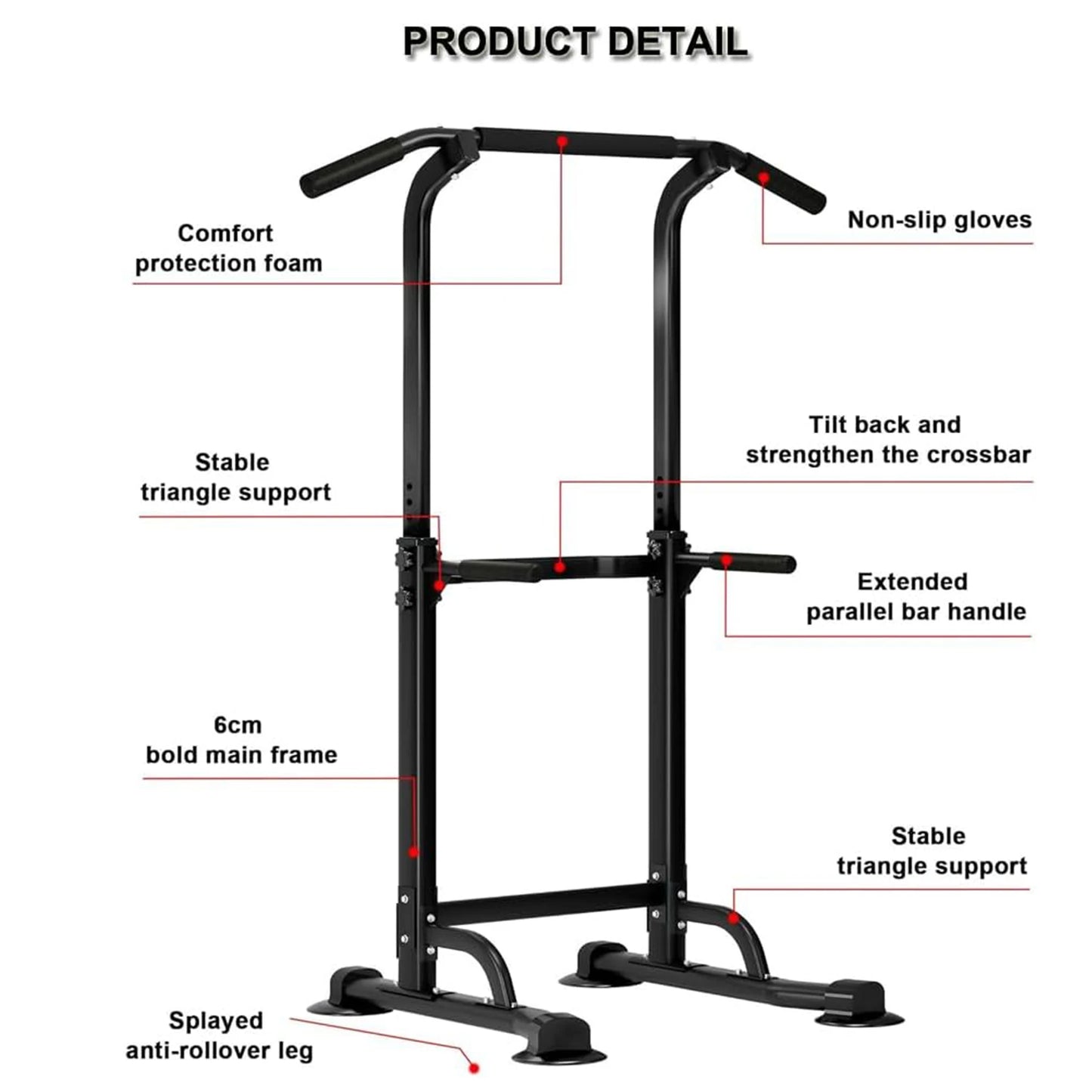 Adjustable Power Tower Pull-Up Rack Dip Station Free Standing Power Tower Station for Adults & Teens Home Office GYM