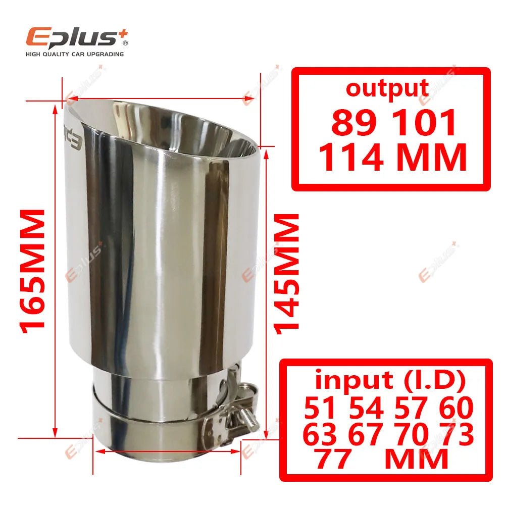 Eplsu Car Stainless Steel Silver Muffler Tip Universal Exhaust Pipe Mufflers bilayer Nozzle bilayer Decoration Bevel End