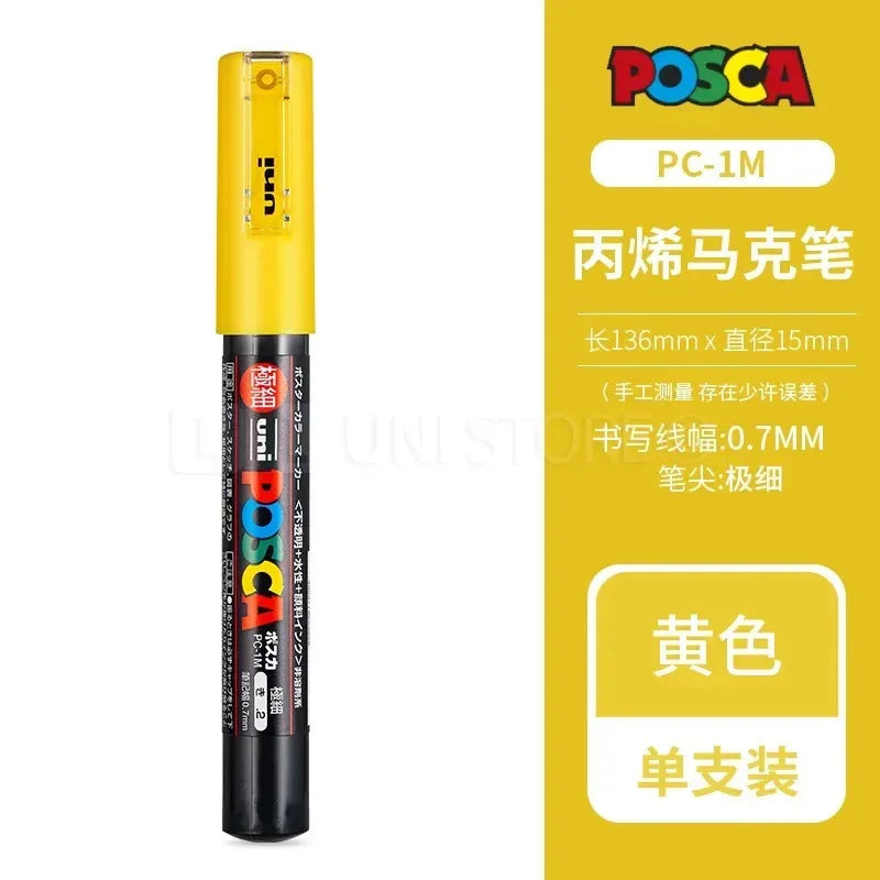 Uni Posca Full Marker PC-1M 3M 5M Multi-Colours Acrylic Permanente Rotulador Poster Graffiti Painting Pen For Fabric Rock Metal