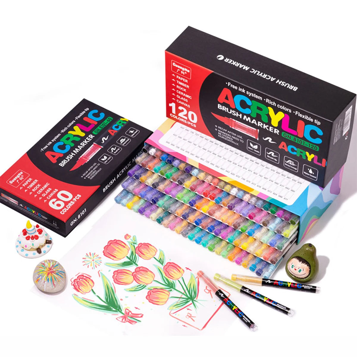168/120/72/60/48/36/24/12pcs Dual Tips Artist Markers Set Acrylic Marker Set Ideal For School, Office Decor, And Artistic Gifts