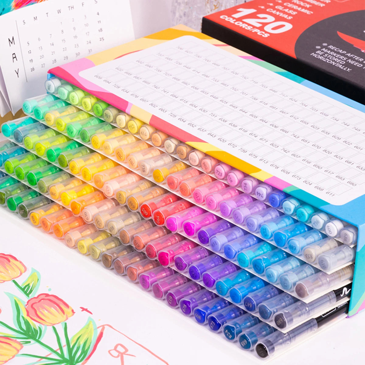 168/120/72/60/48/36/24/12pcs Dual Tips Artist Markers Set Acrylic Marker Set Ideal For School, Office Decor, And Artistic Gifts