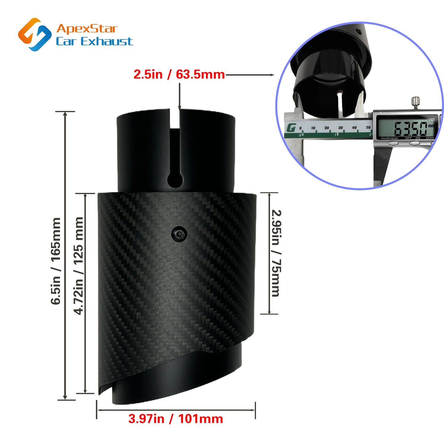 1Pcs Car Matte Carbon Fibre Exhaust System Pipe Tip Straight Universal Black Stainless