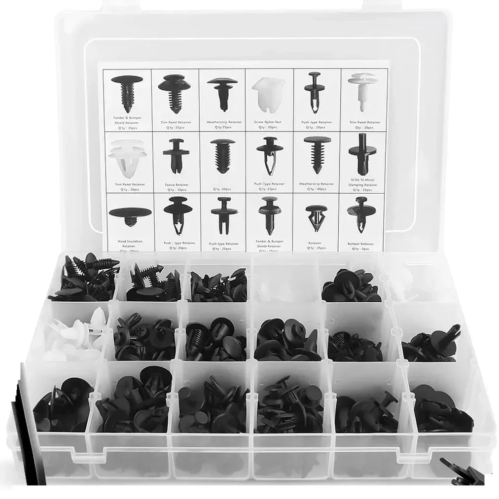 835 Car Push Retainer Black Nylon Fastener Clips in Plastic Box for GM Ford Lexus Honda Chrysler Mazda Nissan Jeep Ford