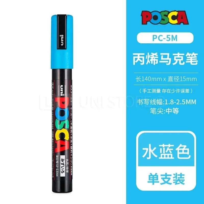Uni Posca Full Marker PC-1M 3M 5M Multi-Colours Acrylic Permanente Rotulador Poster Graffiti Painting Pen For Fabric Rock Metal