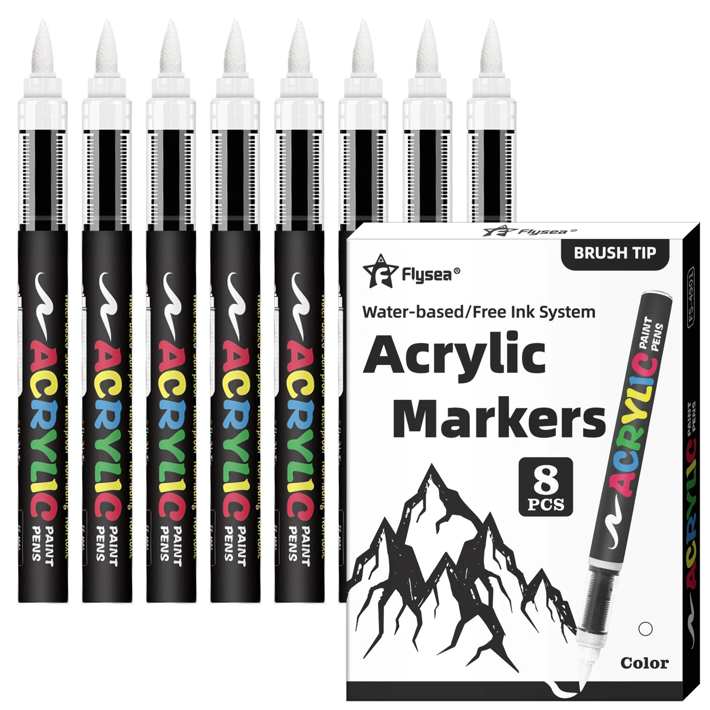8pcs Black and White Acrylic Paint Markers Set, Large Ink Capacity, Acrylic Markers for Illustration Sketching, Wood, Glass, Fab