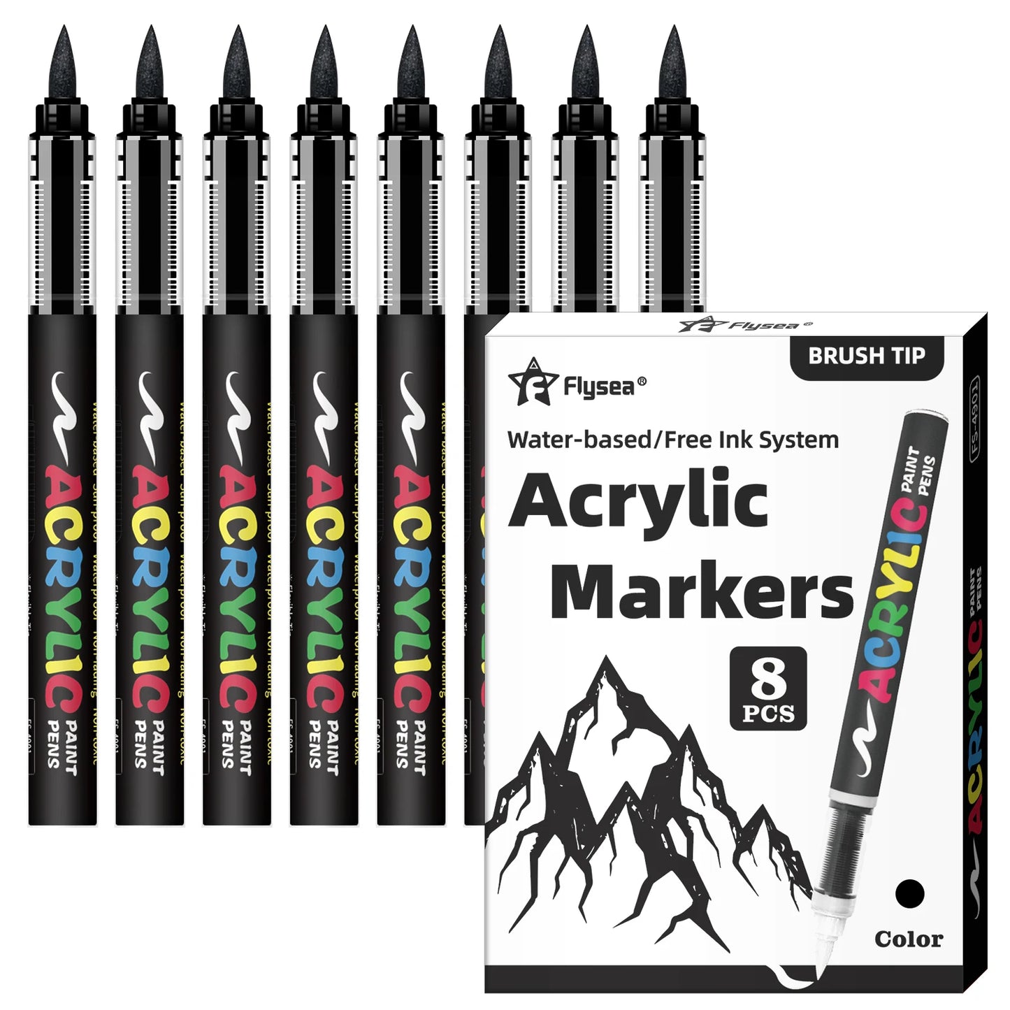 8pcs Black and White Acrylic Paint Markers Set, Large Ink Capacity, Acrylic Markers for Illustration Sketching, Wood, Glass, Fab