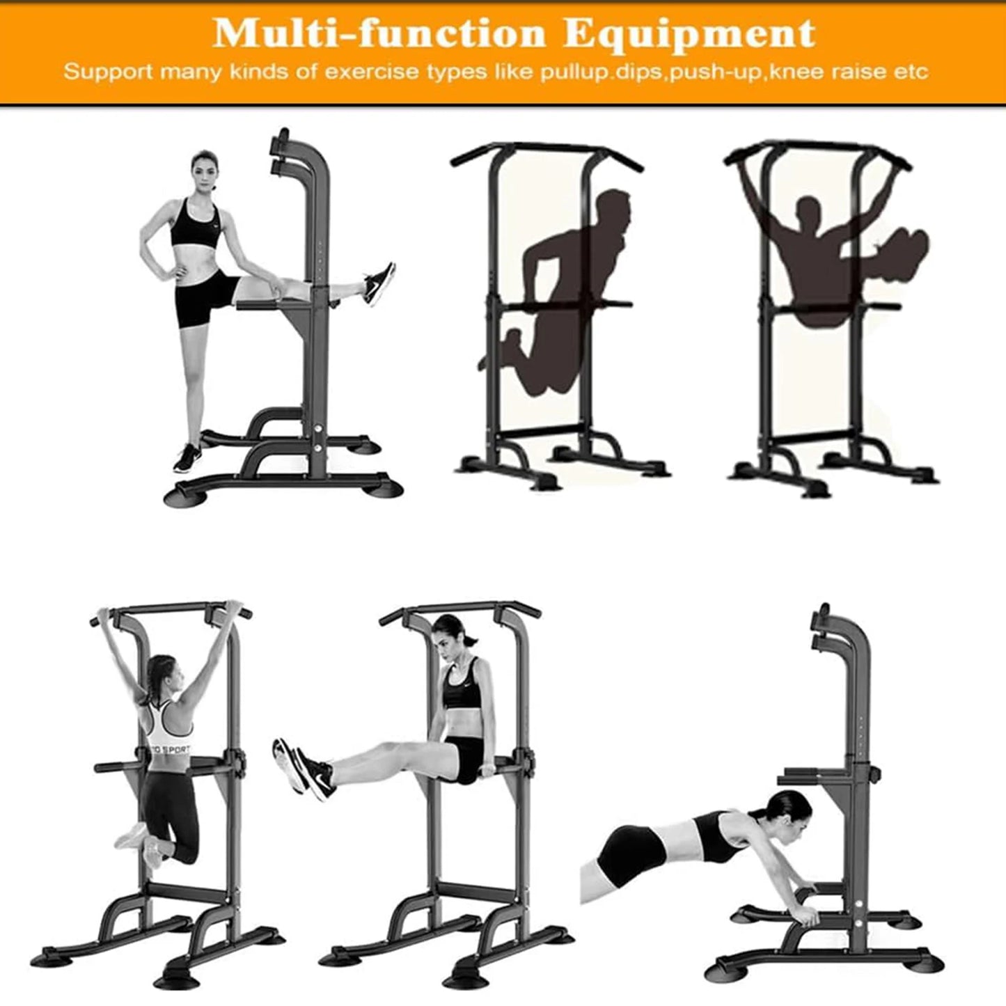 Adjustable Power Tower Pull-Up Rack Dip Station Free Standing Power Tower Station for Adults & Teens Home Office GYM