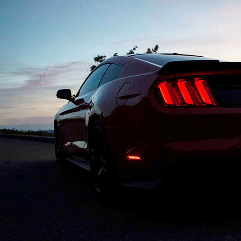 2pcs Car LED Rear Side Marker Light Reflectors For Ford Mustang 2015-2023, Red Rear Fender Bumper side Marker Lamps Assembly